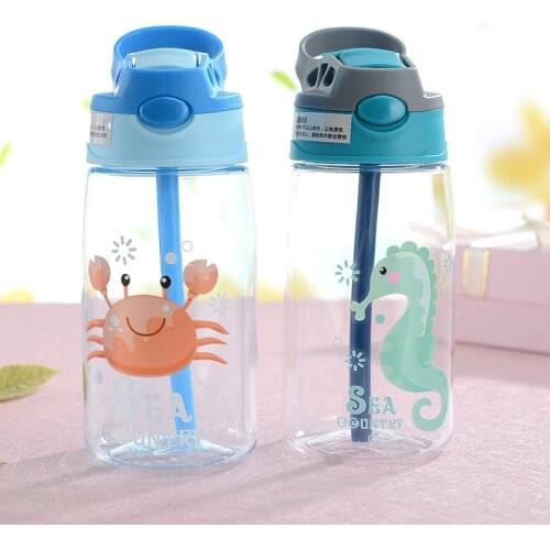 Creative Cartoon Cup Baby Feeding Cups with Straws Kids Water Sippy Leakproof Water Bottles Outdoor Portable Small Pretty Cup