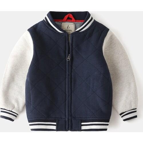 2 3 4 5 6 Years Toddler Boys Jackets Autumn Winter Thicken Fashion Splice Baseball Uniform for Boys Kids Clothing Child Coats
