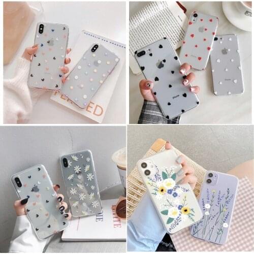 Cute Slim Case For iphone 5se 5s 5 6s 6 7 8 plus x xr 11 pro Max SE 2020 Silicone Cases For iphone xs max Cover Herat Floral