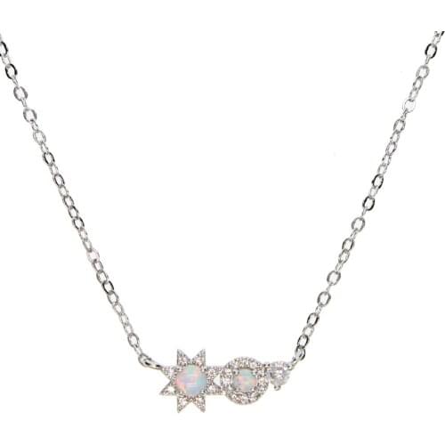 Fashion delicate jewelry mimalist jewelry micro pave cz opal accent stone beautiful girl gift Sun flower opal gold colo necklace