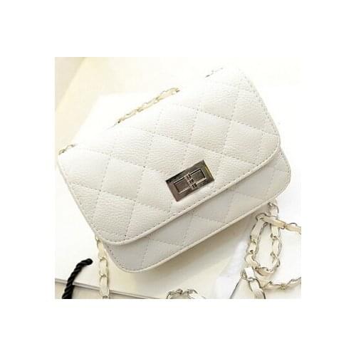 Fashion new handbags High quality PU leather Women bag Small incense wind chain Lozenge Shoulder bag Lock Stereotypes lattice