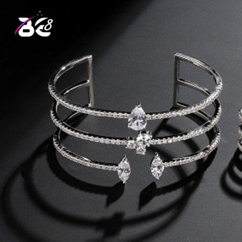 Be 8 Latest Fashion Exquisite Micro Pave Cuff Water Drop Design Bracelets Bangle for Women pulseras mujer moda 2018 B102