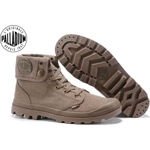 PALLADIUM Pampa Classic Light brown wine Ankle Boots Lace Up Canvas Men Casual Shoes Male Sneakers Outdoor walking shoes 35-45