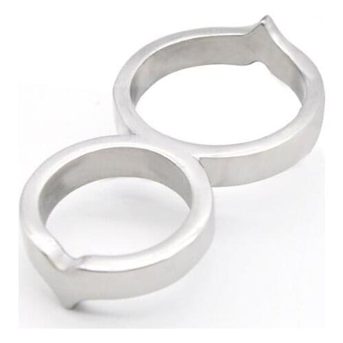 2018 Male Stainless Steel Cockring Penis Ring Pendant Stimulate Bondage Scrotum Squeeze Testicles Shrink-Ring Adult Bdsm Sex Toy