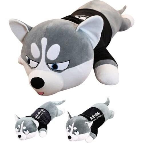 Husky Stuffed Doll Husky Lying Plush Toy Dog Soft Plush Toy the Best Birthday Gift for Kids and Friends 80CM