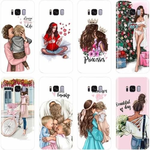 Brown Hair Baby Mom Girl Queen Cover Soft Silicone TPU Phone Case For Samsung Galaxy NOTE 8 9 S6EDGE S6 S7 S8 S9 S10 PLUS S10E