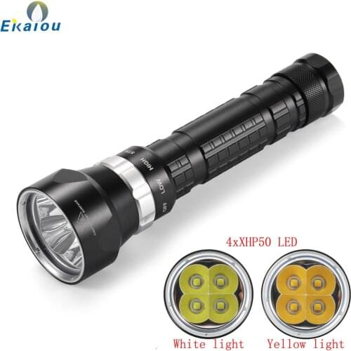 New DX4 Plus Diving Flashlight 4*XHP50 Underwater Super bright LED Waterproof dive 100m Tactics 26650 Torch Diver hunting light