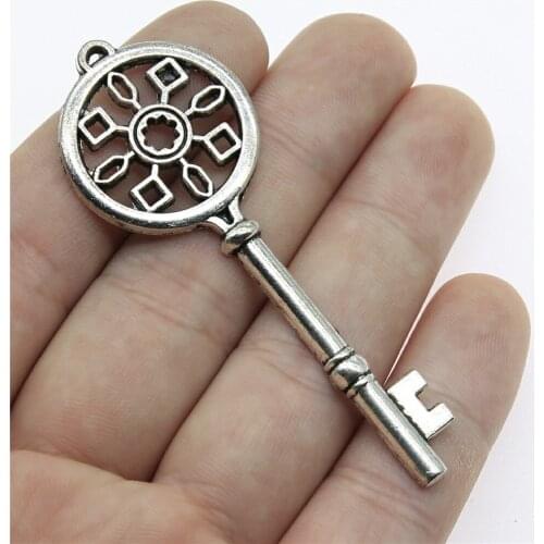 2pcs 70x25mm 2 Colors Antique Silver Color Antique Bronze Plated Decorative Key Pendant Big Key Charm Large Key Pendant