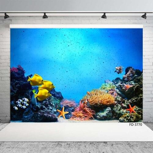 Undersea World Photography Backdrop Bubble Fish Coral Stone Custom Backgrounds for Children Baby Shower Photocall Photo Studio