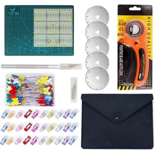 Complete sewing tool set Transparent ruler rolling wheel knife with storage bag for patching, sewing, clothing making, tailoring