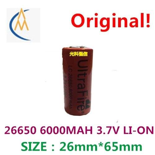 Durable 26650 li-ion battery rechargeable battery 3.7 V6000MAH strong light flashlight measured fishing accumulator head lamp