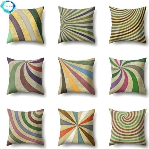 Retro Geometric Polyester Pillow Case Decorative Pillowcase Contract Color Throw Pillow Cover for Sofa Couch Home Decor 45x45cm