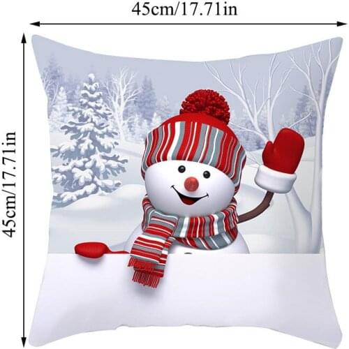 Christmas Snowman Printed Pillowcase Pillowslip Sofa Car Decor Home Supplies Cushion Cover 45*45cm Waist Throw Pillows Covers
