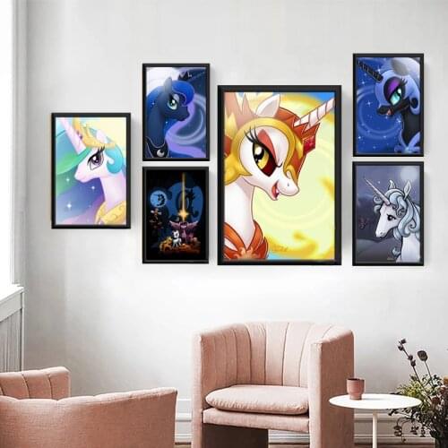 My Little Pony Unicorn Cartoon Canvas Painting Disney Anime Posters and Prints Wall Art Picture for Living Room Home Decoration