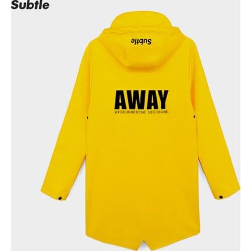 Subtle Lightweight Rubber Raincoat Unisex for Men and Women Clothes Covers Impermeable Rainwear Waterproof Hooded Poncho Yellow