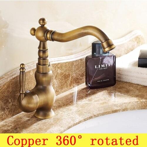 Retro single handle bathroom basin faucet vintage, Brass basin faucet hot and cold, Antique copper kitchen basin faucet toilet