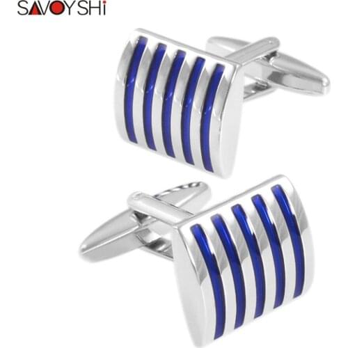 SAVOYSHI Free DIY Name Cufflinks for Mens Shirt Cuffs High Quality Blue Enamel Cuff links Fashion Brand Male Jewelry abotoaduras