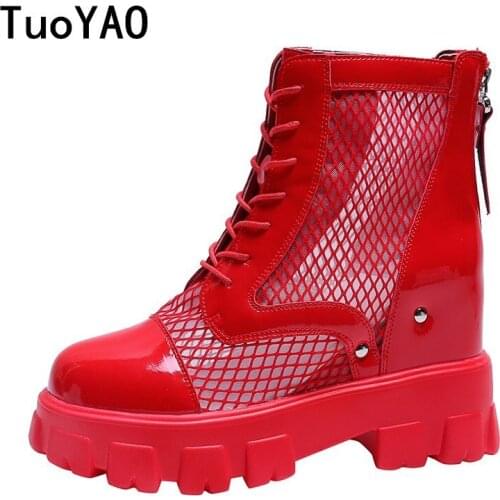 2021 Summer Women Fashion Ankle Boots 10CM Height Increasing Platform Boots Brand Womens Chunky Gladiator Boots New Woman Shoes
