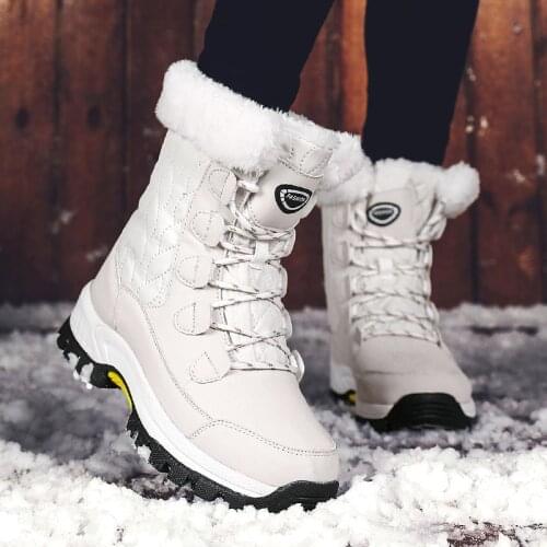 Winter Women Snow Boots Plus Size Shoes Mid-Tube Cotton Warm And Velvet Rond Toe Thick Botas De Mujer Chaussure Kobiet Buty