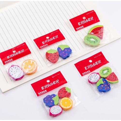 1 Bag Watermelon Kiwi Creative Fruit Shape Eraser Student Eraser Wholesale Stationery