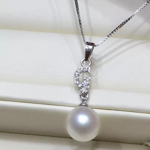 100% nature freshwater round pearl necklace with 925 silver chain