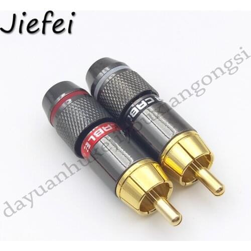 2pcs New High Quality adapter Connector 24K Gold Plated RCA Male Plug Professional Audio Speaker Plug Jack Wire Connector