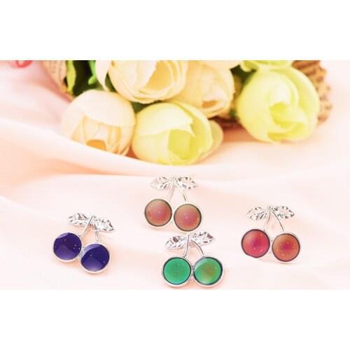2020 New Cherry Mood Stud Jewelry Mood Cherry Earring Temperature Control Color Change Feeling Emotional Lover Earring Gift