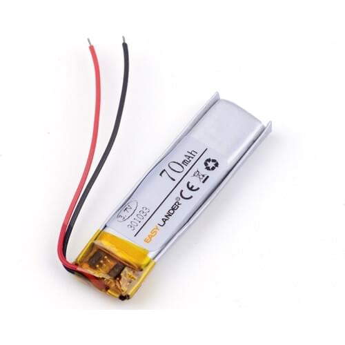 3.7v lithium ion rechargeable battery 301033 70mAh for MP4 MP3 Bluetooth earphone small toy sound recording pen