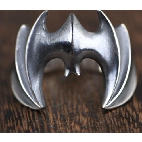 925 Sterling Silver Vintage Bat Mens Resizable Ring Tokyo Ghoul Luxury Retro S925 Dark Souls Vampire Amulet Rings Gift For Man