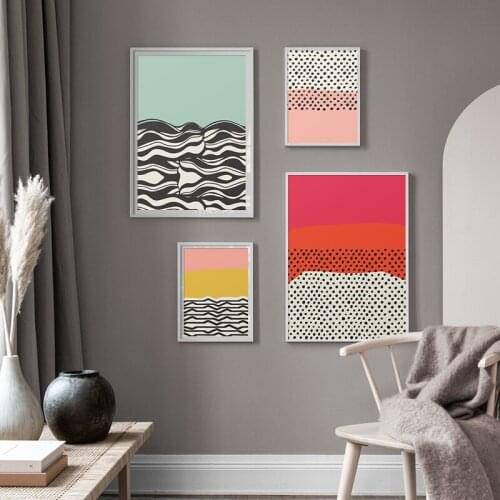 Abstract Color Line Wall Art Canvas Painting Minimalist Style Geometric Picture Poster and Print Gallery Living Room Home Decor