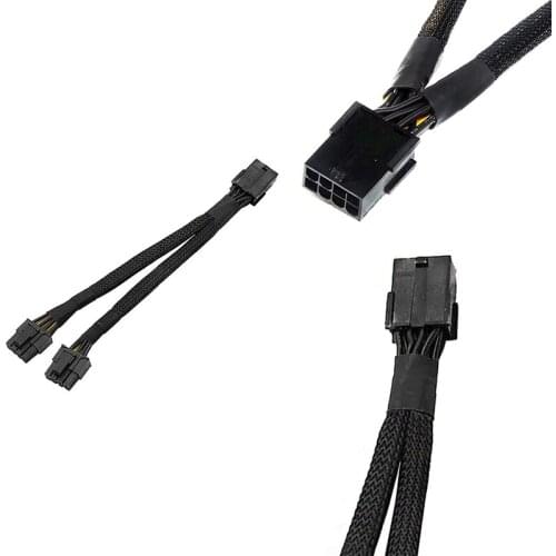 GPU PCIe 8 Pin Female to Dual 2X 8 Pin(6+2) Male PCI Express Power Adapter Braided Y-Splitter Extension Cable,20cm