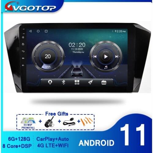 AVGOTOP Android 11 Car Radio for VW PASSAT B8 2016 2017 Carplay Auto Multimedia WiFi GPS Head Unit
