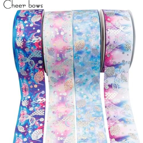 Cheer bow 75mm Ocean Grosgrain Ribbon For Crafts DIY Hairbows Accessories DIY Handmade Materials Gifts Packing Wrapping Ribbon