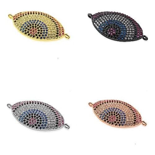 16*32mm Evil Eye multicolor crystal micro pave cz zircon cubic zirconia beads DIY necklace charm bracelet connectors making 3f2f