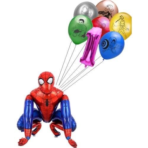 Spiderman Ballons Iron Man Hero Number Balloon Babyshower Girl Wedding Table Decoration Accessories Gift for Birthday Event Home