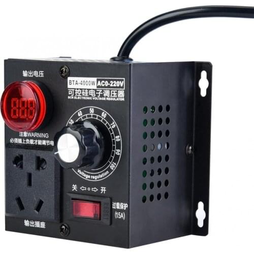 4000W Variable Voltage Controller SCR Electronic Voltage Regulator Motor Fan Speed Controller Dimmer EU Plug AC 220V