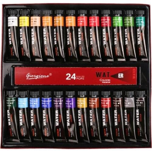 GIORGIONE Watercolor Paint Set 12/24 Premium Vibrant Colors 12ml Quality Non Toxic Pigment Paints for Canvas Fabric Crafts etc