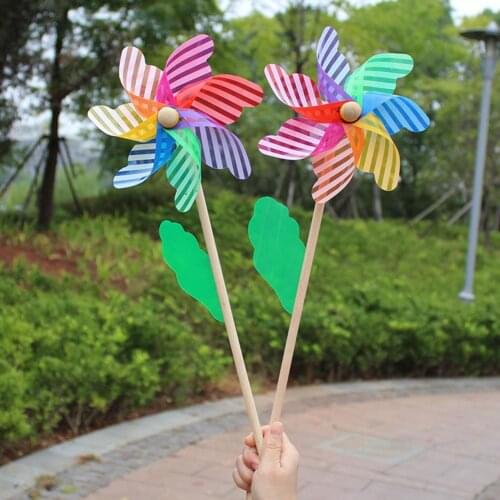 Delicate Craft Windmill Light Weight Portable Seven Leaves Kids Colorful Pinwheel Toy for Outdoor