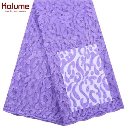 Kalume New Arrival Sequins African Lace Fabric 5 Yards Nigerian Milk Silk Lace Fabric For Party French Mesh Lace Fabric F2040