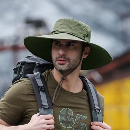 2020 Summer Bucket Hat Cowboy Men Outdoor Fishing Hiking Beach Caps Mesh Breathable Anti UV Sun Cap Large Wide Brim Outdoor Cap