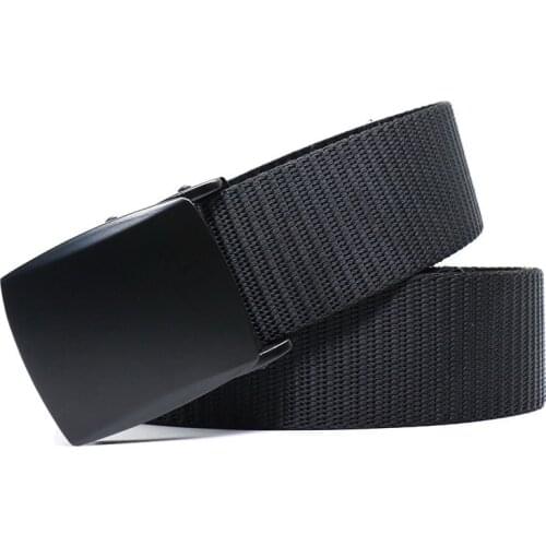 Concise Mens Fashion Belt Metel Slide Buckle Breathable Outdoor Nylon Strap Leisure Sport Jeans Accessories Cinto Black Unisex