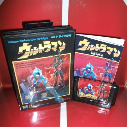 Ultraman Japan Cover with Box and Manual For Sega Megadrive Genesis Video Game Console 16 bit MD card