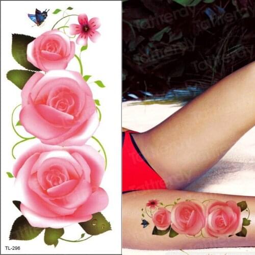 Beauty Flower Temporary Women Tattoo Thigh Leg Stickers Girls Sexy Water Transfer Tattoo Rose Peony Lotus Fake Tatoo Body Hands