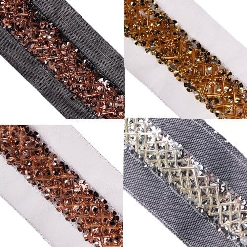 5y Beaded Lace Trim Black White Mesh Net Fabric Paillette Lace Sequin Trim Lace Ribbon Fabric DIY Wedding Dress Sewing Applique