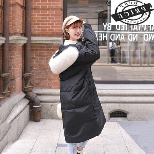 Thick Warm White Duck Down Jacket Women Clothes 2021 Long Down Coat Female Jacket Fox Fur Collar Tops Abrigo Mujer LW15a5