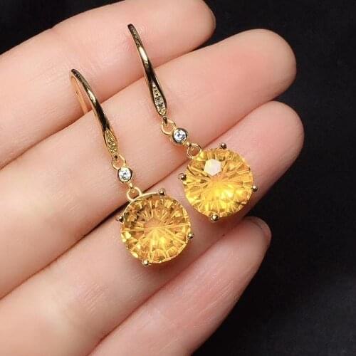 The Best Gift For Your Girl Friend Citrine Earring 925 Sterling Silver Fahshion 100% Natural and Real Citrine Earring