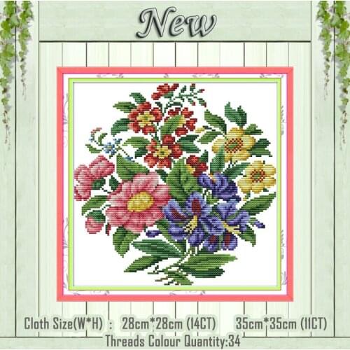 Beautiful bouquet colourful diy decor painting Counted print on canvas DMC 14CT 11CT Cross Stitch Needlework kits Embroidery Set
