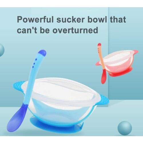 Learning Dishes Service Suction Cup Baby Dinnerware Set Temperature Sensing Feeding Spoon Child Tableware Food Bowl