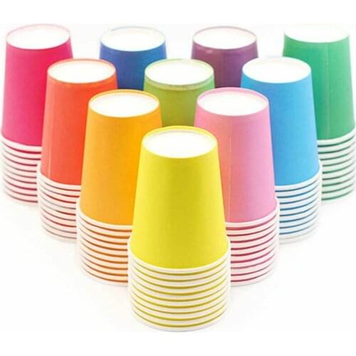 MONGKA 250ml 9 OZ Disposable Party Paper Cups, 10 Colors Paper Drinking Cup for Water, Juice, Coffee, Tea, Holiday, Wedding