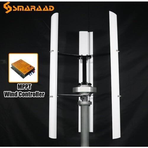 CE Approved Noiseless New Arrive 600W Vertical Wind Turbine Permanent Magnet Generator 3 Phase 12V 24V 48V With MPPT Controller